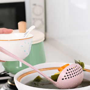 2-In-1 Long Handle Soup Ladle with Strainer Soup Spoon Essential Kitchen Tool for Cooking And Serving Hot Soups