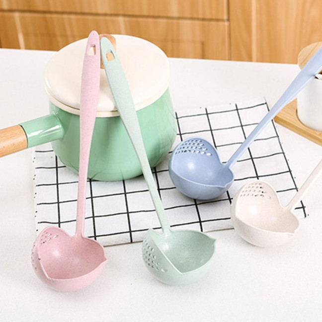 2-In-1 Long Handle Soup Ladle with Strainer Soup Spoon Essential Kitchen Tool for Cooking And Serving Hot Soups 2-In-1 Long Handle Soup Ladle with Strainer Soup Spoon Essential Kitchen Tool for Cooking And Serving Hot Soups