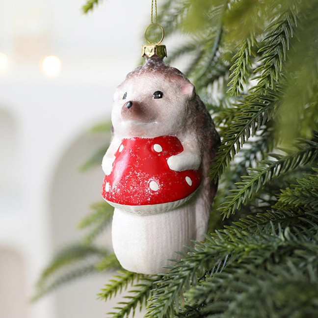 Christmas Tree Decoration Squirrel Hedgehog Christmas Ball Ornaments Xmas Holiday Decor for Home Table Fireplace Office 