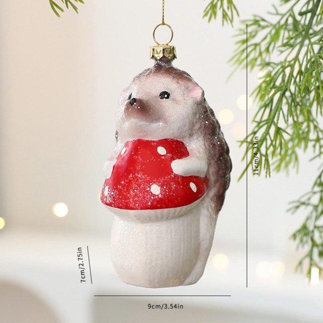 Christmas Tree Decoration Squirrel Hedgehog Christmas Ball Ornaments Xmas Holiday Decor for Home Table Fireplace Office 