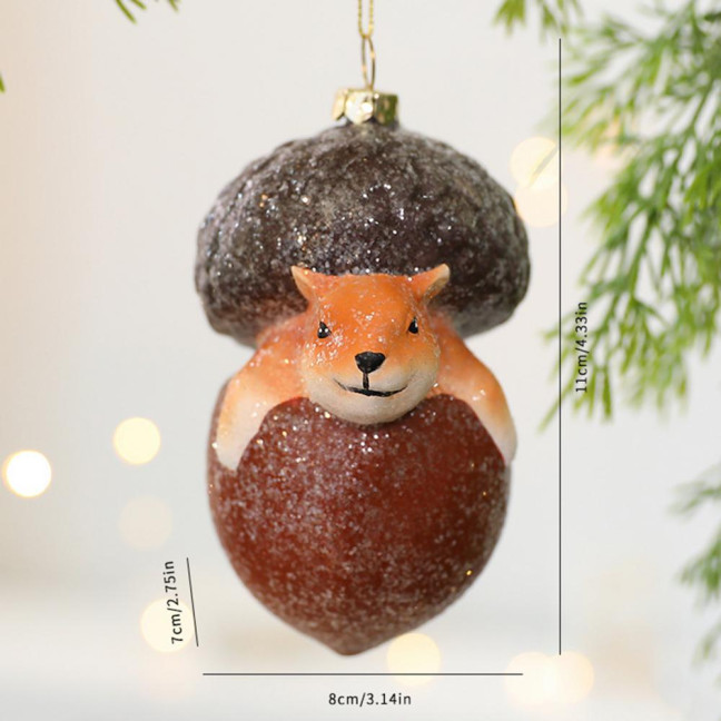 Christmas Tree Decoration Squirrel Hedgehog Christmas Ball Ornaments Xmas Holiday Decor for Home Table Fireplace Office 
