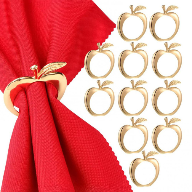 6Pcs Fruit Napkin Rings Jewish New Year Napkin Rings Decorative Alloy Napkin Holders for Rosh Hashanah Christmas Weddings Parties