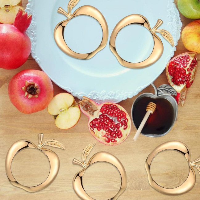 6Pcs Fruit Napkin Rings Jewish New Year Napkin Rings Decorative Alloy Napkin Holders for Rosh Hashanah Christmas Weddings Parties