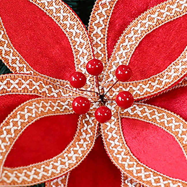 Artificial Christmas Flowers Velvet Flowers Ornaments for Xmas Tree Decorations Festive Holiday Home Arrangement And Craft Gifts