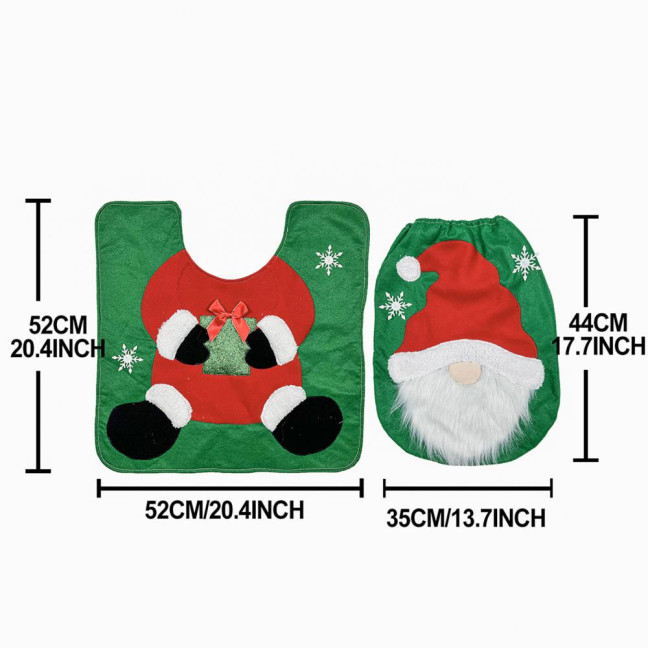 Santa Toilet Seat Cover 2-Piece Christmas Bathroom Set Santa Claus Toilet Seat Cover And Mat Set for New Year Indoor Bathroom Decor