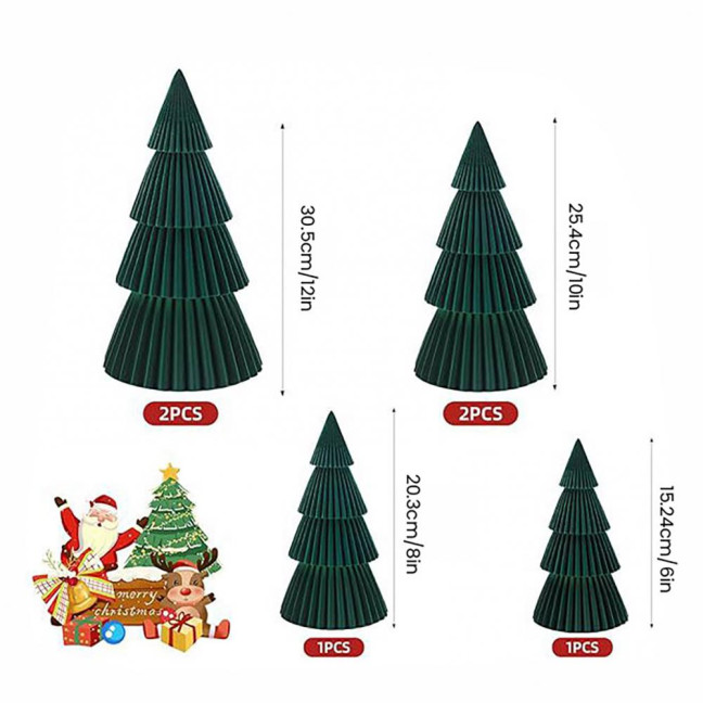 6 Pcs Honeycomb Christmas Tree 3D Folding Christmas Tree Tabletop Centerpiece for Rustic Farrmhouse Home Table Decor