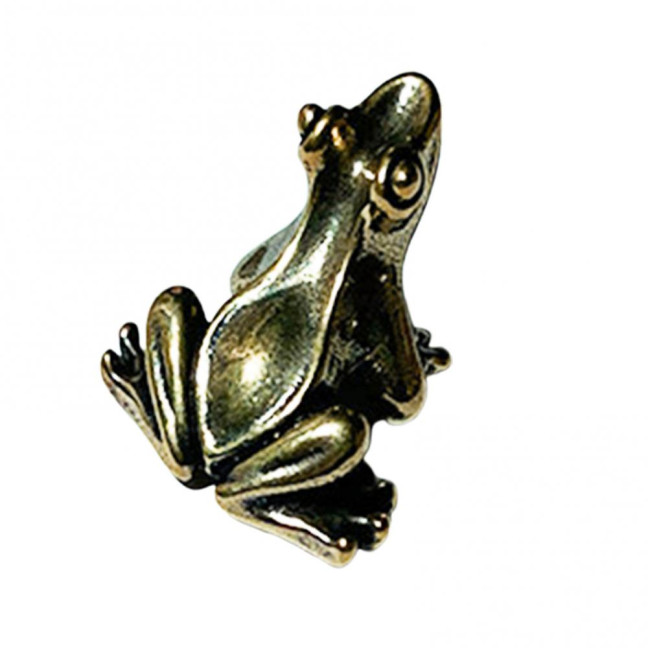 Mini Brass Frog Figurine 1 Inch Tiny Lucky Pocket Talisman Small Copper Frog Animal Statue for Garden Yard Balcony Zen Meditation Shelf Decor