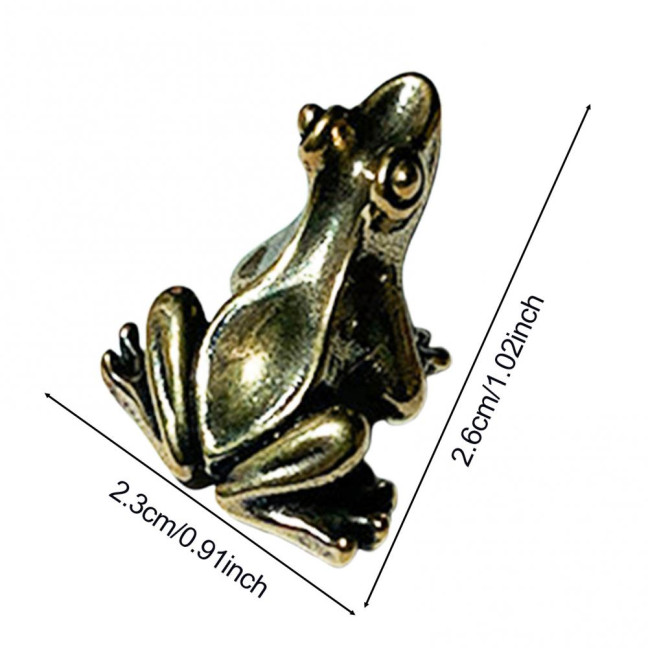 Mini Brass Frog Figurine 1 Inch Tiny Lucky Pocket Talisman Small Copper Frog Animal Statue for Garden Yard Balcony Zen Meditation Shelf Decor