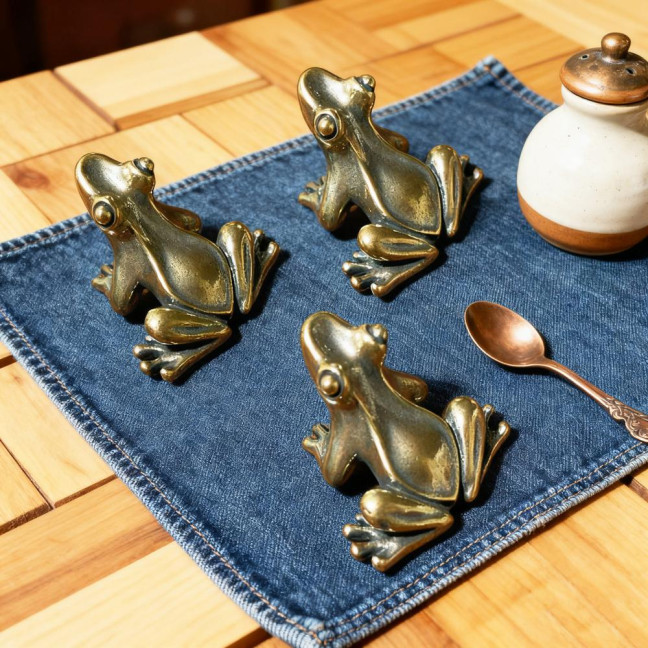 Mini Brass Frog Figurine 1 Inch Tiny Lucky Pocket Talisman Small Copper Frog Animal Statue for Garden Yard Balcony Zen Meditation Shelf Decor