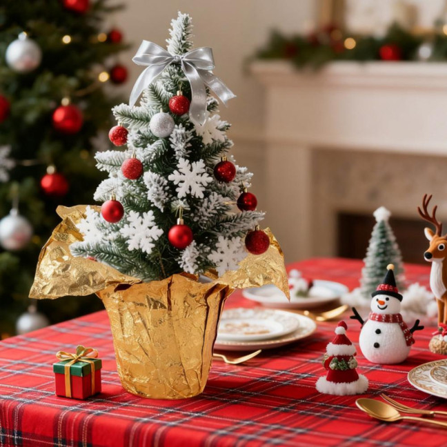 10 Yard Floral Foil Plant Pot Covers Red/Golden Matte Texture Plant Pot Wrapping Paper for Christmas Home Flower Pot DIY Decor