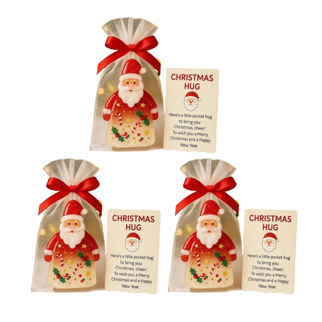 Little Pocket Christmas Hug Small Resin Santa Claus Ornaments with Encouragement Card Emotional Support Keepsake for Friends Family Christma Party Favors