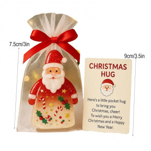 Little Pocket Christmas Hug Small Resin Santa Claus Ornaments with Encouragement Card Emotional Support Keepsake for Friends Family Christma Party Favors