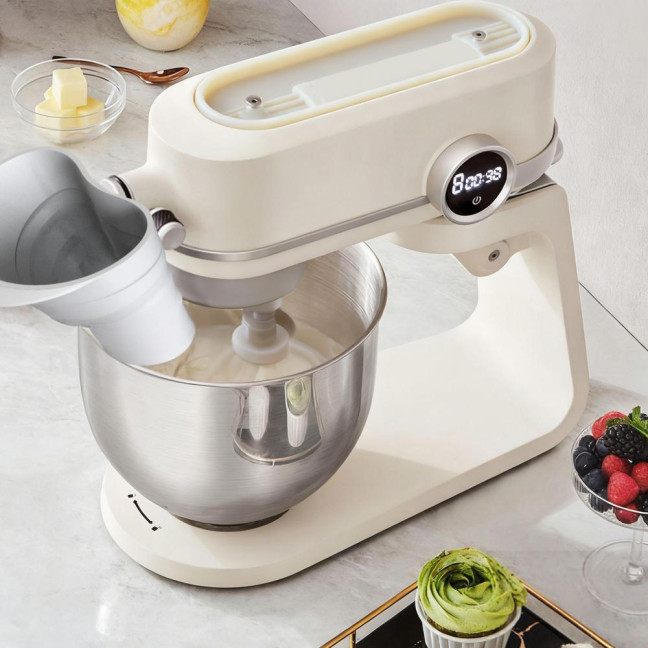 Silicone Flour Funnel for KitchenAid 5-Qt Mixer Flexible Collapsible Mess-free Pouring Funnel with 30-degrees Angled Spout Professional Baking Tool 