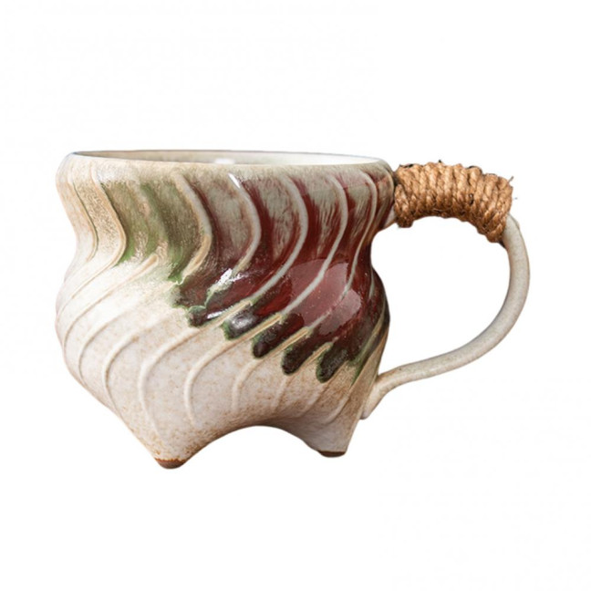 Handmade Ceramic Mug 320ml Vintage Tea Coffee Cup with Rattan Handle Creative Spiral Design Gradient Glaze Drinkware Home Decor Gifts Handmade Ceramic Mug 320ml Vintage Tea Coffee Cup with Rattan Handle Creative Spiral Design Gradient Glaze Drinkware Home Decor Gifts