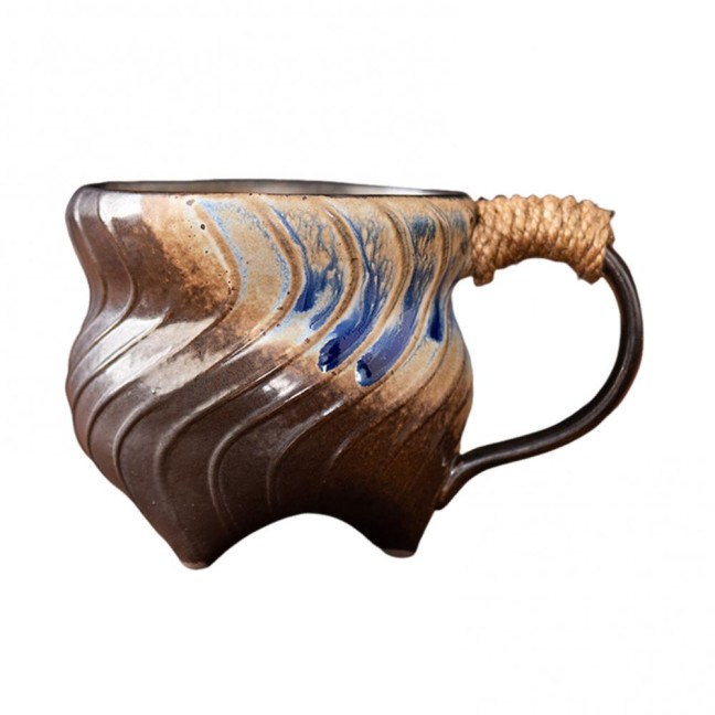 Handmade Ceramic Mug 320ml Vintage Tea Coffee Cup with Rattan Handle Creative Spiral Design Gradient Glaze Drinkware Home Decor Gifts Handmade Ceramic Mug 320ml Vintage Tea Coffee Cup with Rattan Handle Creative Spiral Design Gradient Glaze Drinkware Home Decor Gifts