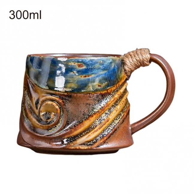 Handmade Ceramic Mug 320ml Vintage Tea Coffee Cup with Rattan Handle Creative Spiral Design Gradient Glaze Drinkware Home Decor Gifts Handmade Ceramic Mug 320ml Vintage Tea Coffee Cup with Rattan Handle Creative Spiral Design Gradient Glaze Drinkware Home Decor Gifts