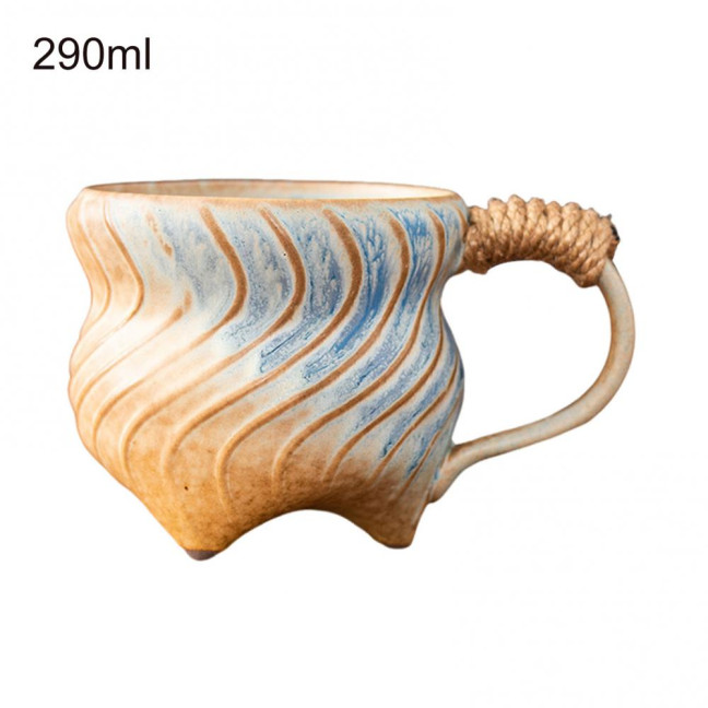 Handmade Ceramic Mug 320ml Vintage Tea Coffee Cup with Rattan Handle Creative Spiral Design Gradient Glaze Drinkware Home Decor Gifts Handmade Ceramic Mug 320ml Vintage Tea Coffee Cup with Rattan Handle Creative Spiral Design Gradient Glaze Drinkware Home Decor Gifts