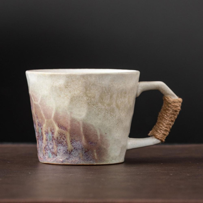 350ml Ceramic Mug Tea Coffee Cup Spiral Hemp Rope Vintage Office Mug Water Cup Household Decoration Handmade Gift Mug