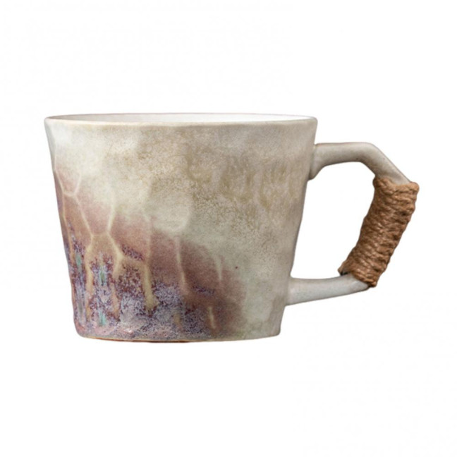 350ml Ceramic Mug Tea Coffee Cup Spiral Hemp Rope Vintage Office Mug Water Cup Household Decoration Handmade Gift Mug