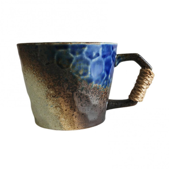 350ml Ceramic Mug Tea Coffee Cup Spiral Hemp Rope Vintage Office Mug Water Cup Household Decoration Handmade Gift Mug