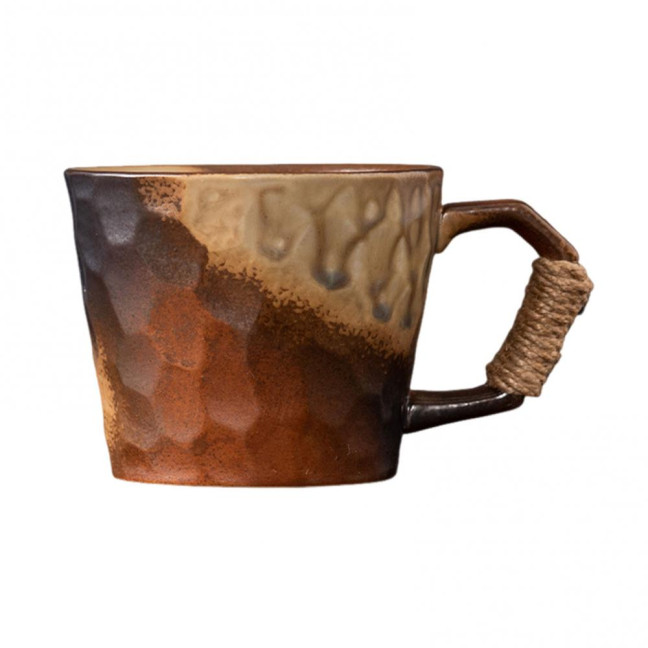 350ml Ceramic Mug Tea Coffee Cup Spiral Hemp Rope Vintage Office Mug Water Cup Household Decoration Handmade Gift Mug