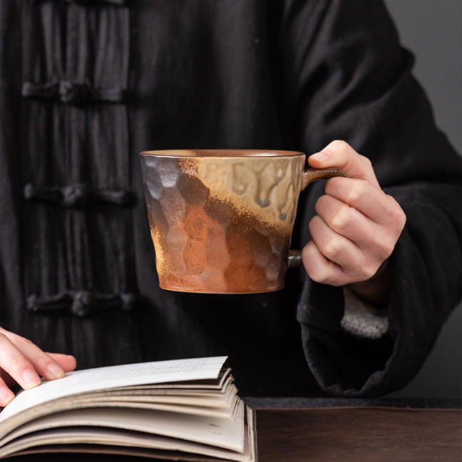 350ml Ceramic Mug Tea Coffee Cup Spiral Hemp Rope Vintage Office Mug Water Cup Household Decoration Handmade Gift Mug