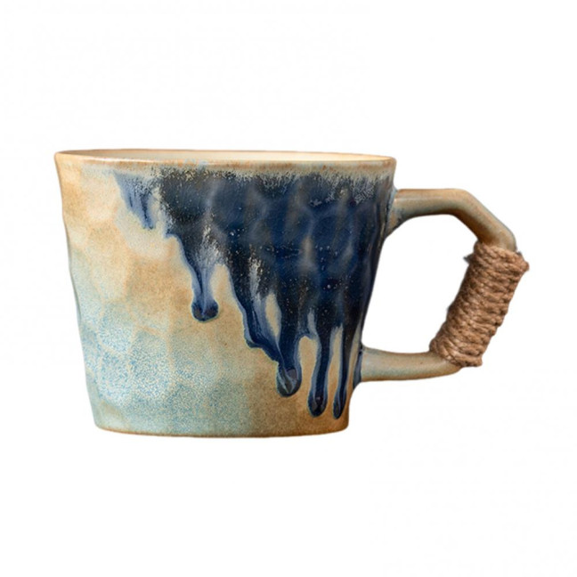 350ml Ceramic Mug Tea Coffee Cup Spiral Hemp Rope Vintage Office Mug Water Cup Household Decoration Handmade Gift Mug