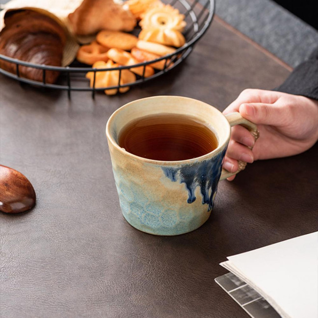 350ml Ceramic Mug Tea Coffee Cup Spiral Hemp Rope Vintage Office Mug Water Cup Household Decoration Handmade Gift Mug