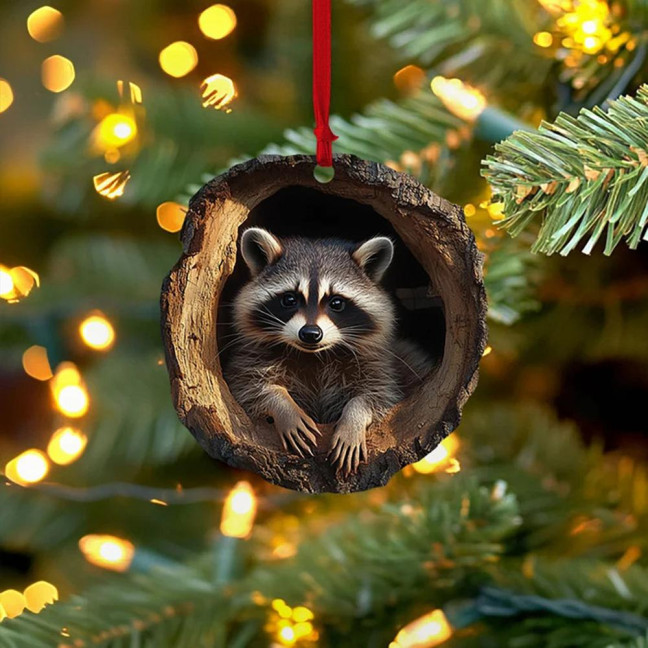 5Pcs Christmas Animal Ornaments 2D Acrylic Cute Wildlife Pendant Raccoon Owl Squirrel Hedgehog Bird Tree Hole Wood Texture Hanging Decorations 5Pcs Christmas Animal Ornaments 2D Acrylic Cute Wildlife Pendant Raccoon Owl Squirrel Hedgehog Bird Tree Hole Wood Texture Hanging Decorations
