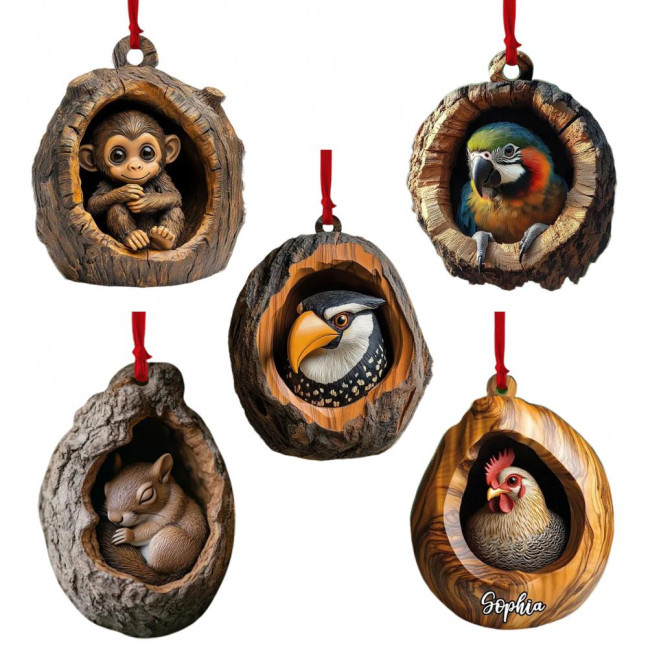 5Pcs Christmas Animal Ornaments 2D Acrylic Cute Wildlife Pendant Raccoon Owl Squirrel Hedgehog Bird Tree Hole Wood Texture Hanging Decorations 5Pcs Christmas Animal Ornaments 2D Acrylic Cute Wildlife Pendant Raccoon Owl Squirrel Hedgehog Bird Tree Hole Wood Texture Hanging Decorations