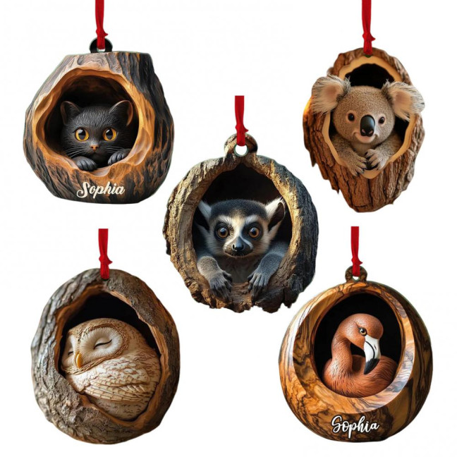 5Pcs Christmas Animal Ornaments 2D Acrylic Cute Wildlife Pendant Raccoon Owl Squirrel Hedgehog Bird Tree Hole Wood Texture Hanging Decorations 5Pcs Christmas Animal Ornaments 2D Acrylic Cute Wildlife Pendant Raccoon Owl Squirrel Hedgehog Bird Tree Hole Wood Texture Hanging Decorations