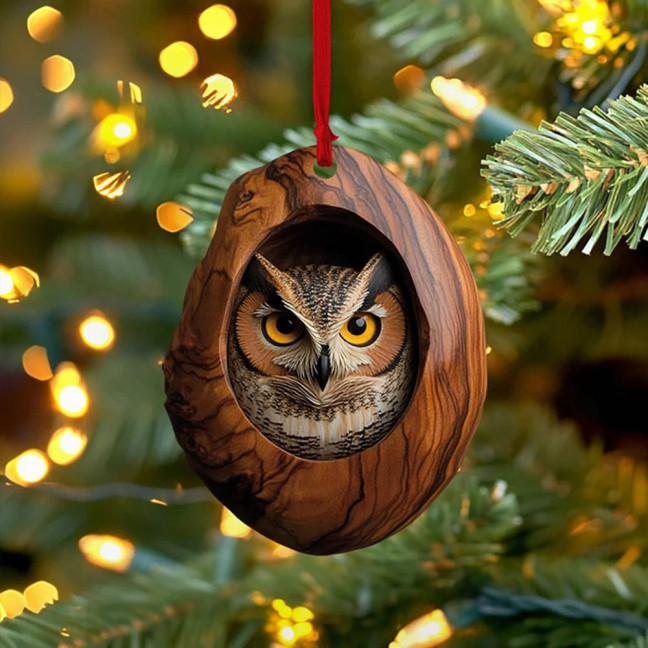 5Pcs Christmas Animal Ornaments 2D Acrylic Cute Wildlife Pendant Raccoon Owl Squirrel Hedgehog Bird Tree Hole Wood Texture Hanging Decorations 5Pcs Christmas Animal Ornaments 2D Acrylic Cute Wildlife Pendant Raccoon Owl Squirrel Hedgehog Bird Tree Hole Wood Texture Hanging Decorations