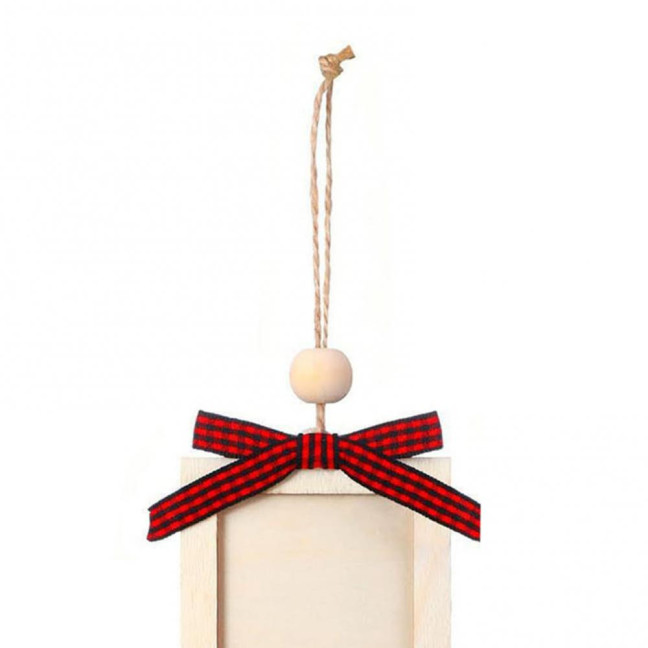 Christmas Photo Frame Ornament Wooden Hanging Decoration with 6 Photo Frames Photo Strip Frame with Hanging Loop for Xmas Tree Decor