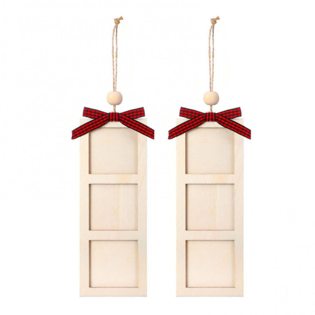 Christmas Photo Frame Ornament Wooden Hanging Decoration with 6 Photo Frames Photo Strip Frame with Hanging Loop for Xmas Tree Decor