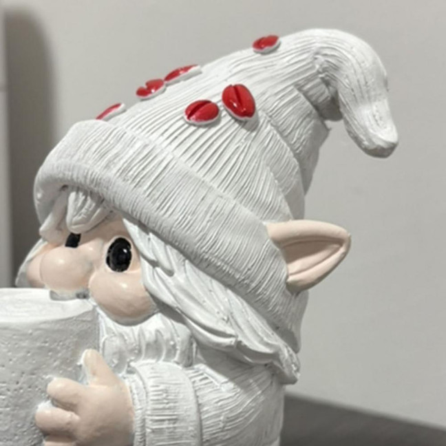 IT'S COFFEE TIME Gnome Figurine Drinking Coffee Dwarf Elf Resin Statue Home Office Desktop Decoration Ornament 