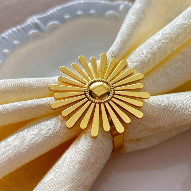 6Pcs Sunflower Napkin Rings Metal Sun Flower Napkin Holders Decorative Napkin Rings for Dining Table Wedding Birthday Party