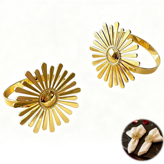 6Pcs Sunflower Napkin Rings Metal Sun Flower Napkin Holders Decorative Napkin Rings for Dining Table Wedding Birthday Party