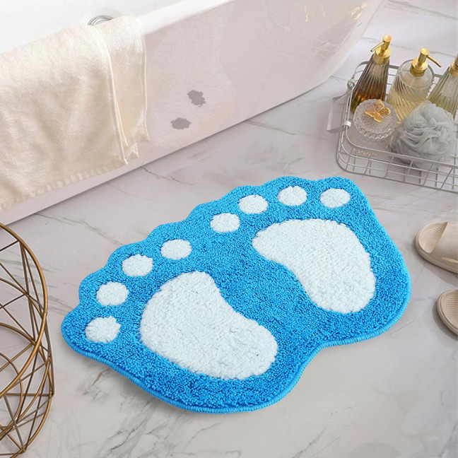 Bathroom Floor Mat Quick Drying Anti-Slip Machine Washable Bath Rug Funny Foot Design Bedroom Entryway Door Mat