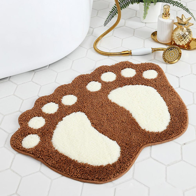 Bathroom Floor Mat Quick Drying Anti-Slip Machine Washable Bath Rug Funny Foot Design Bedroom Entryway Door Mat