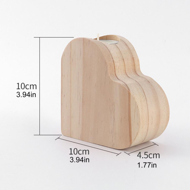 Wooden Love Heart Candle Holder Farmhouse Rustic Heart Shape Candle Stand Candlestick Table Centerpiece Home Office Desktop Decoration 