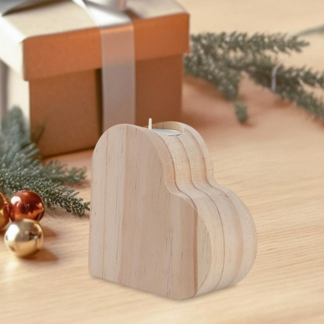Wooden Love Heart Candle Holder Farmhouse Rustic Heart Shape Candle Stand Candlestick Table Centerpiece Home Office Desktop Decoration 