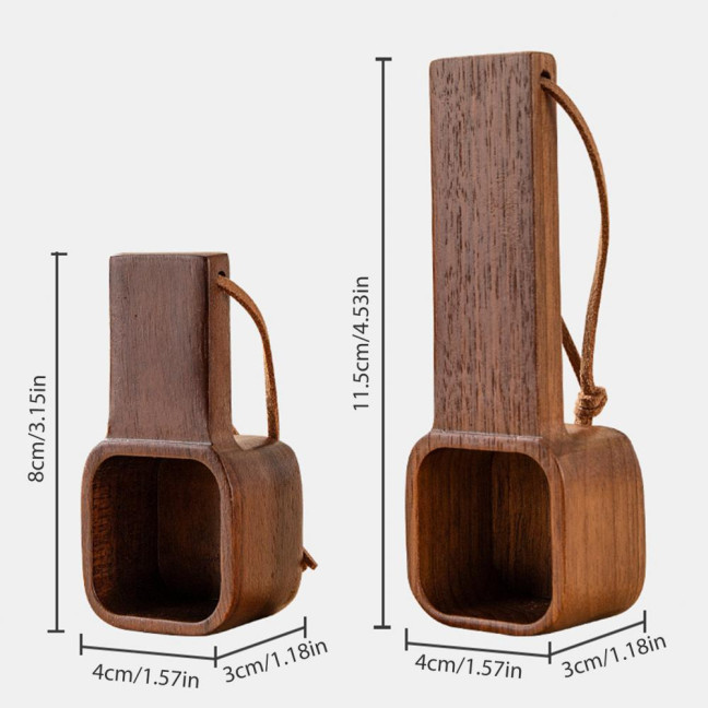 Wooden Coffee Spoons Walnut Wood Hanging Rope Coffee Measuring Scoop Ground Beans Square Tea Sugar Spoon for Home Office