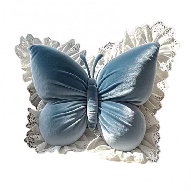 Butterfly Throw Pillow Plush Butterfly Shaped Pillow with Lace Edge Decorative Cute Stuffed Hugging Pillow for Sofa Couch Bed Car Lumbar Support