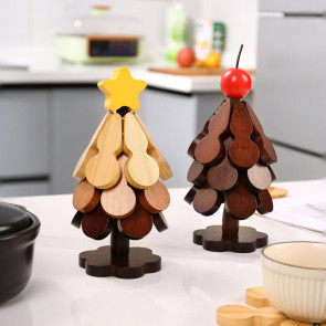 Christmas Tree Coaster Set of 3 Heat Insulation Mat for Water Cups Teapots Dining Plates Wear-Resistant Anti-Scalding Table Protection