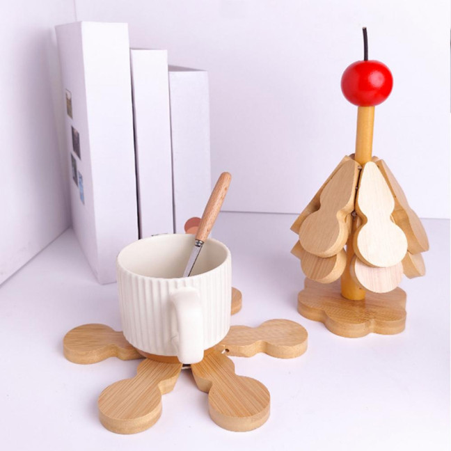 Christmas Tree Coaster Set of 3 Heat Insulation Mat for Water Cups Teapots Dining Plates Wear-Resistant Anti-Scalding Table Protection