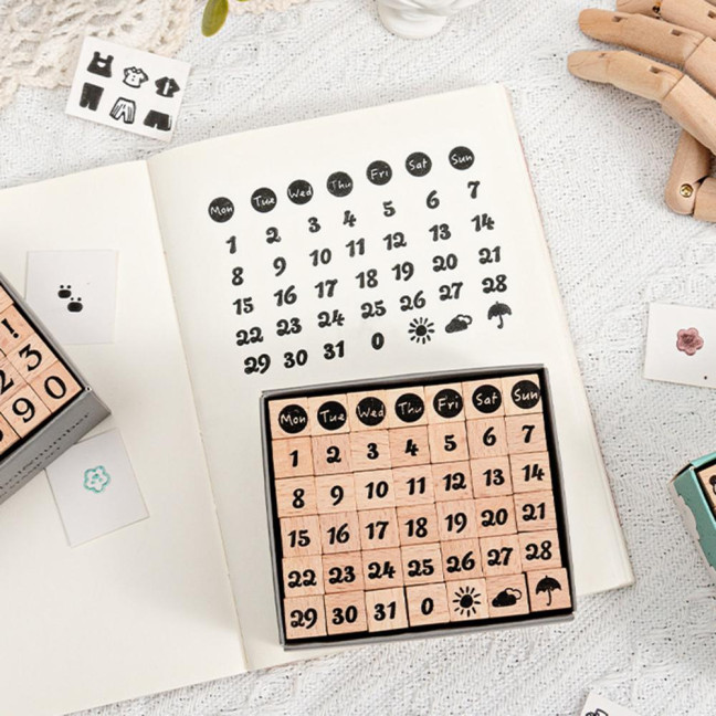 42Pcs/Set Wooden Stamps Mini Alphabet Letter Number Stamps Craft Ink Stamp for DIY Craft Card Photo Album Scrapbooking Envelope