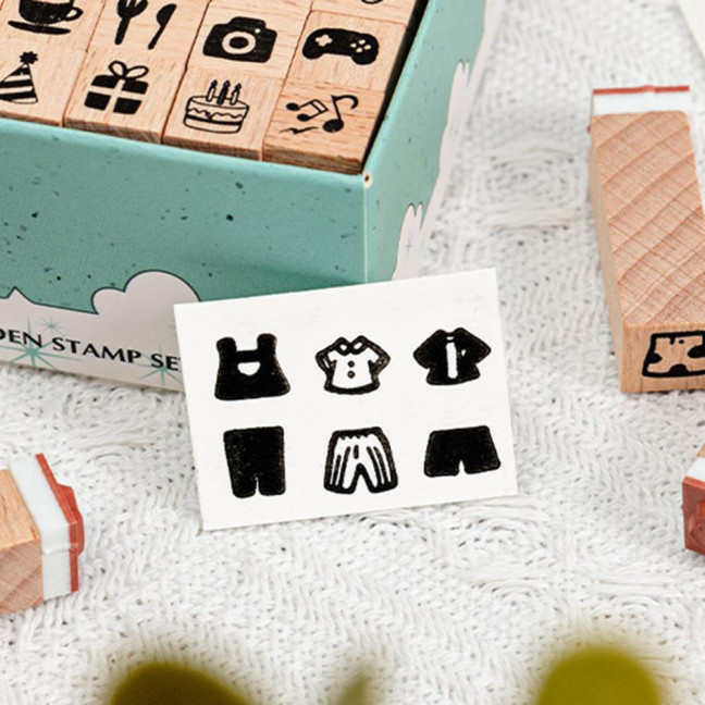 42Pcs/Set Wooden Stamps Mini Alphabet Letter Number Stamps Craft Ink Stamp for DIY Craft Card Photo Album Scrapbooking Envelope