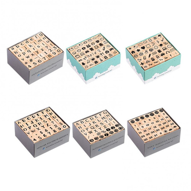 42Pcs/Set Wooden Stamps Mini Alphabet Letter Number Stamps Craft Ink Stamp for DIY Craft Card Photo Album Scrapbooking Envelope