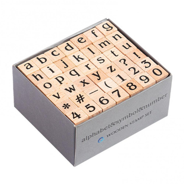 42Pcs/Set Wooden Stamps Mini Alphabet Letter Number Stamps Craft Ink Stamp for DIY Craft Card Photo Album Scrapbooking Envelope