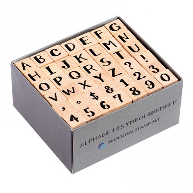 42Pcs/Set Wooden Stamps Mini Alphabet Letter Number Stamps Craft Ink Stamp for DIY Craft Card Photo Album Scrapbooking Envelope